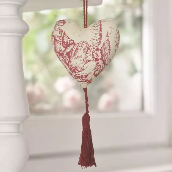 Coeurs en Toile de Jouy à suspendre