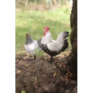 Poule et Coq Résine Déco Jardin