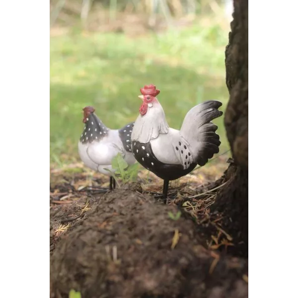 Poule et Coq Résine Déco Jardin