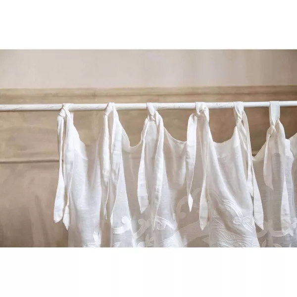 Long Voilage Lin Rideau Fleurs Shabby-Chic