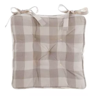 Galette de Chaise Charme Carreaux Beige