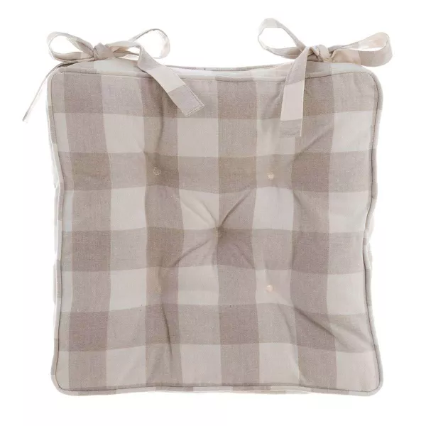 Galette de Chaise Charme Carreaux Beige