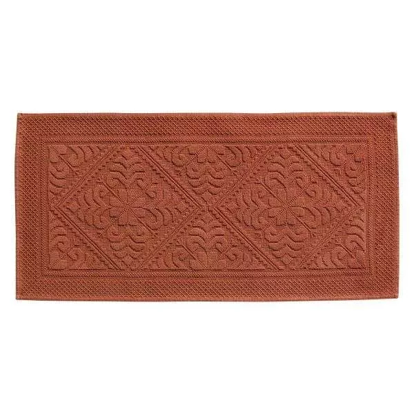 Tapis de bain en éponge style hammam coloris Sienne