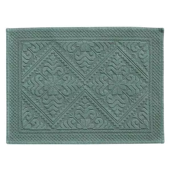 Tapis de bain vert de gris en coton