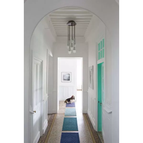 Tapis de bain bleu style hammam