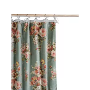 Rideaux Velours épais Fleuris Jade