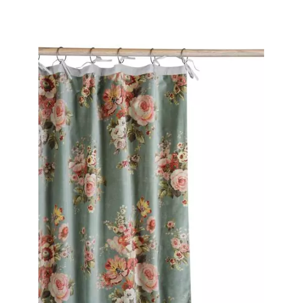Rideaux Velours épais Fleuris Jade