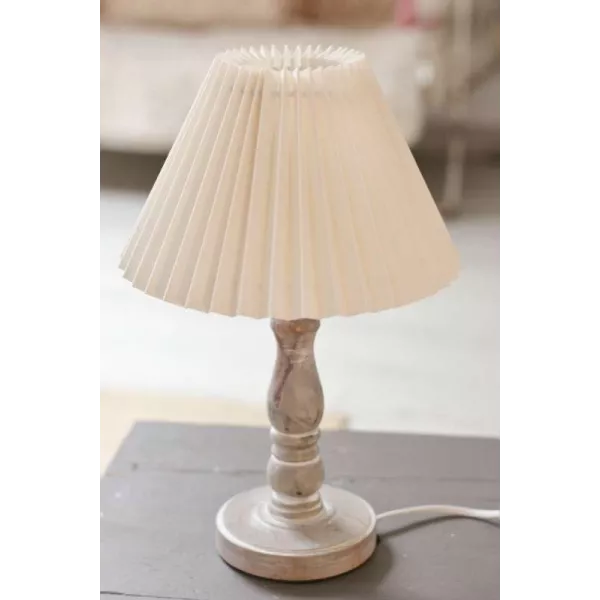 Lampe sur pied bois et abat jour écru