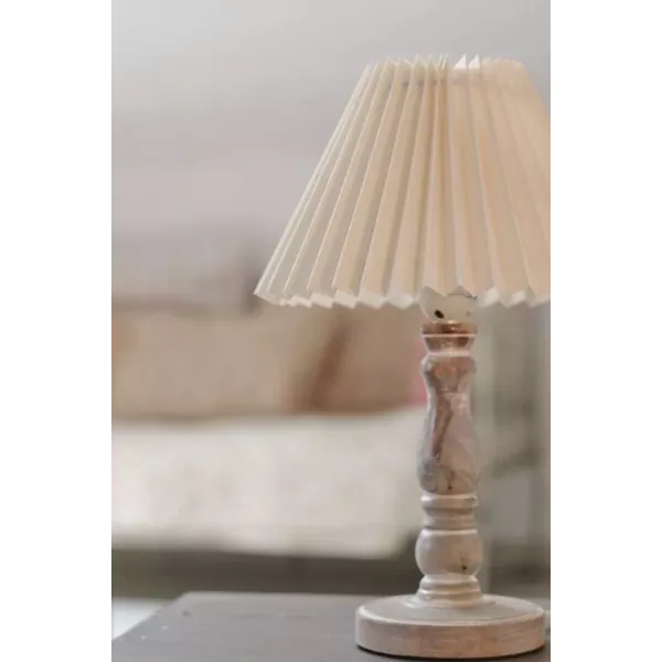 Lampe sur pied bois et abat jour écru