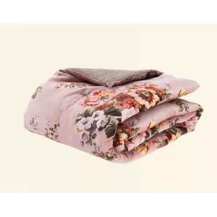 Édredon Velours Fleuri Rose