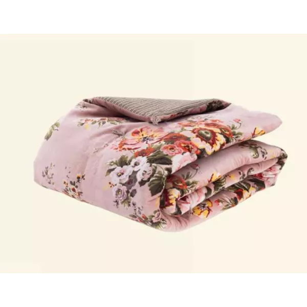 Édredon Velours Fleuri Rose