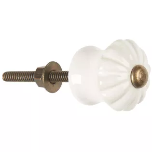 Bouton Meuble porcelaine Rétro Blanche