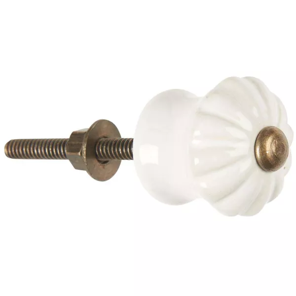Bouton Meuble porcelaine Rétro Blanche