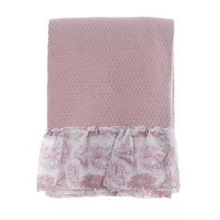 Dessus de Lit Toile de Jouy Rose Style Ancien