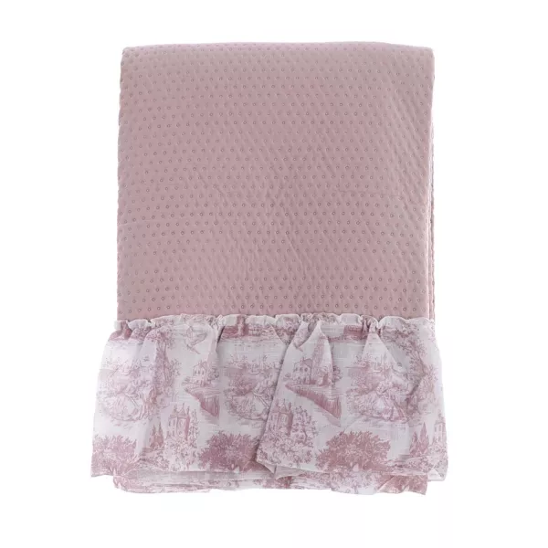 Dessus de Lit Toile de Jouy Rose Style Ancien