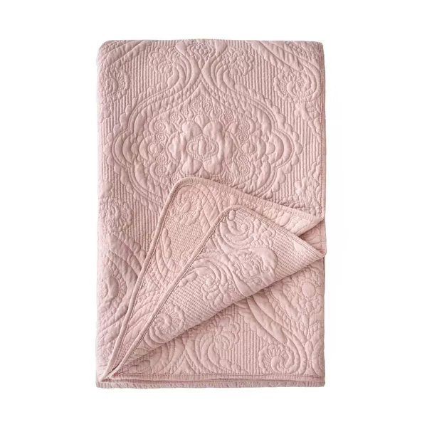 Couvre Lit Boutis Rose Style Classique Maison Blanc Mariclo