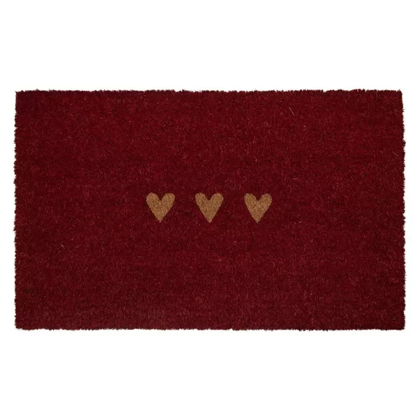 Joli Paillasson avec Coeurs Rouges - Tapis d'entrée Original et Cosy