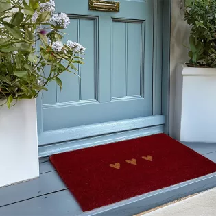 Joli Paillasson avec Coeurs Rouges - Tapis d'entrée Original et Cosy