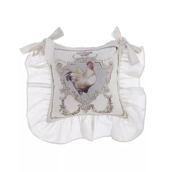 coussin chaise blanc mariclo motif poule