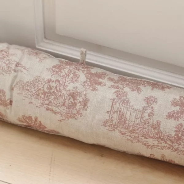 Coussin Bas de Porte en Toile de Jouy Rose Esprit Boudoir