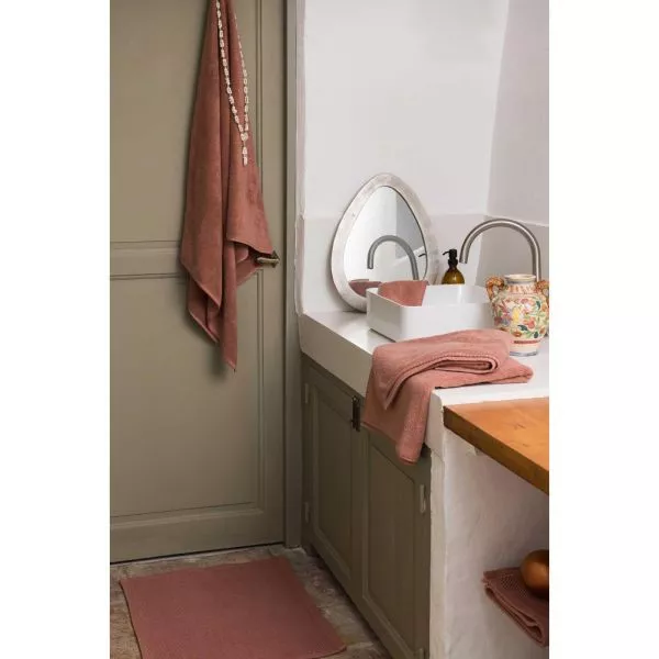 Promotion Tapis Vivaraise Etia Terracotta en Coton pour la salle de bain Coloris au choix