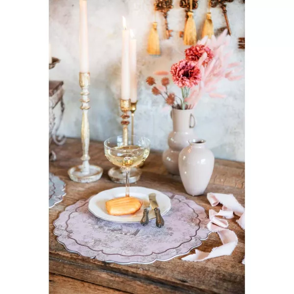 Set de Table Blanc Mariclo Toile de Jouy Rose