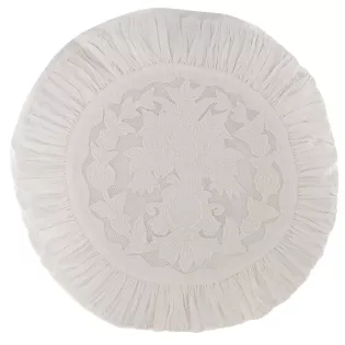 Coussin Rond Déco de Charme Blanc Mariclo