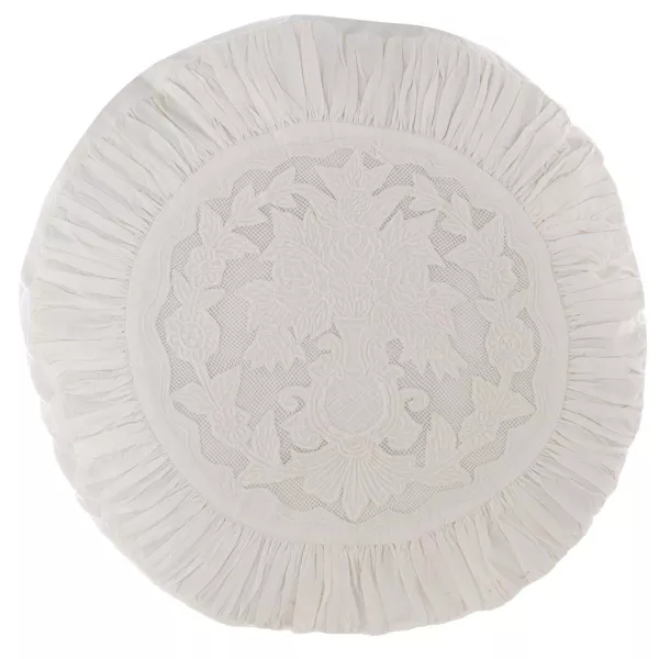 Coussin Rond Déco de Charme Blanc Mariclo